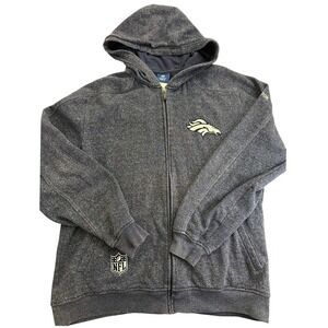 Reebok NFL‎ Denver Broncos Hoodie Full Zip Sweatshirt Men's XL Football Blue